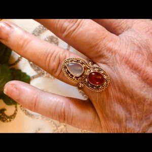 🍃 Coral & moonstone in sterling 8💐🍃